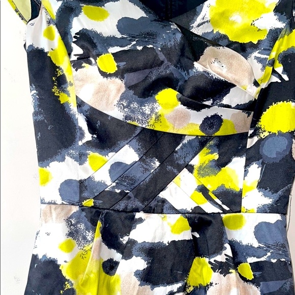 Tahari Black and Yellow Sheath Dress with Sweetheart Neckline - Picture 7 of 7